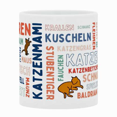 Tasse Wortsalat Katze